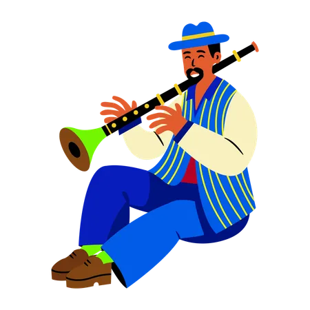 Hombre tocando la zurna  Ilustración