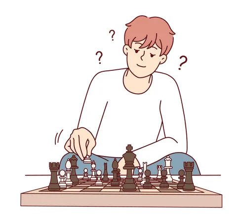 Hombre jugando al ajedrez  Ilustración