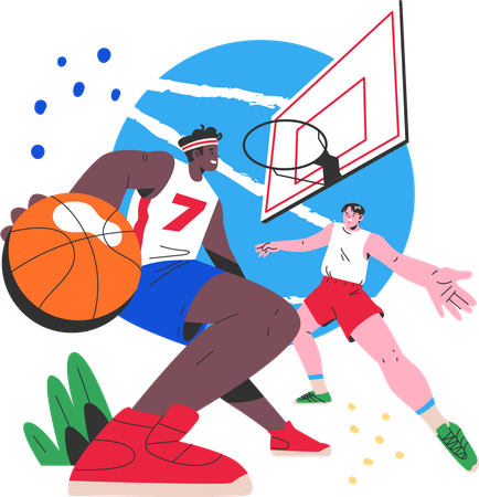 Hombre jugando baloncesto  Ilustración