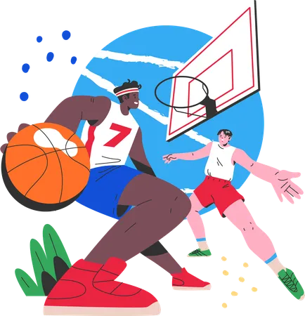 Hombre jugando baloncesto  Ilustración