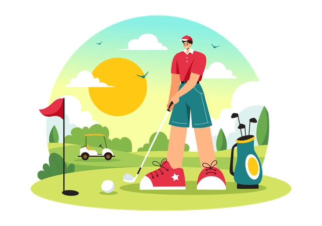 Hombre jugando al golf  Ilustración