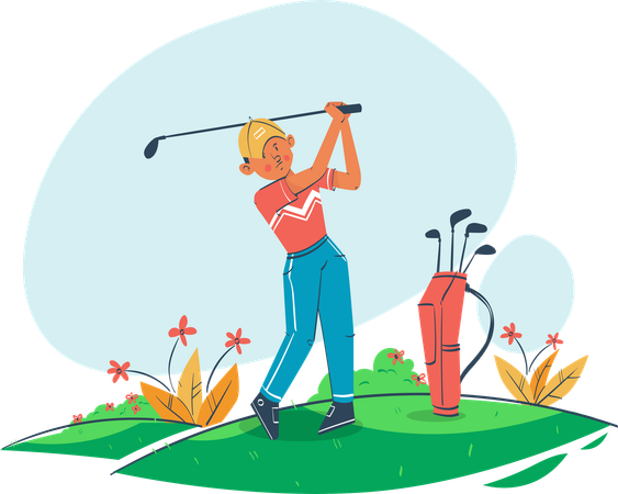 Hombre jugando al golf  Ilustración