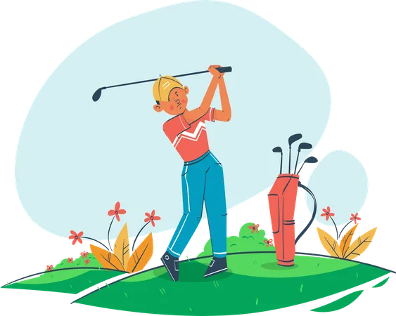 Hombre jugando al golf  Ilustración