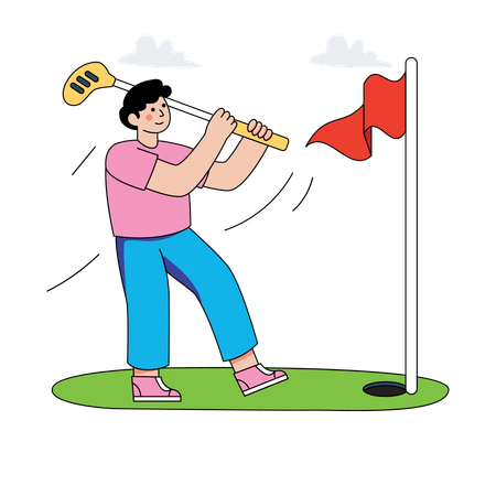 Hombre jugando al golf  Ilustración