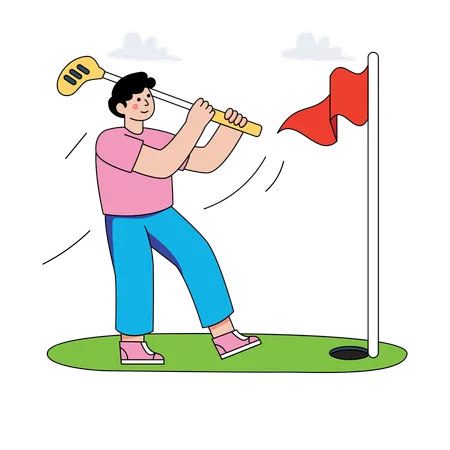 Hombre jugando al golf  Ilustración