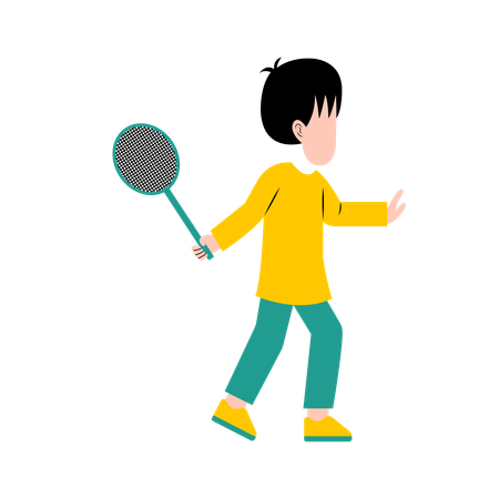 Hombre jugando bádminton  Ilustración