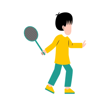 Hombre jugando bádminton  Ilustración