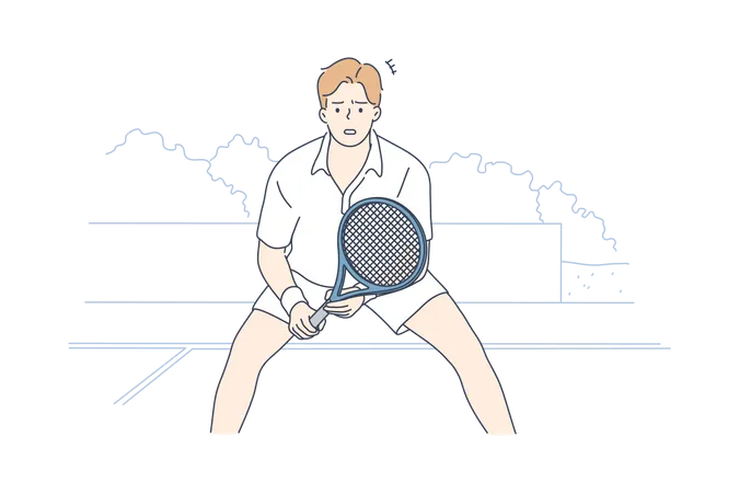 Hombre jugando bádminton  Ilustración