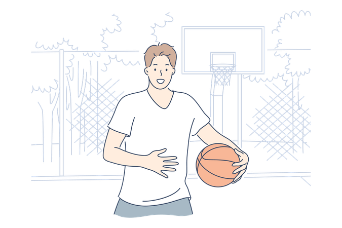 Hombre jugando baloncesto  Ilustración