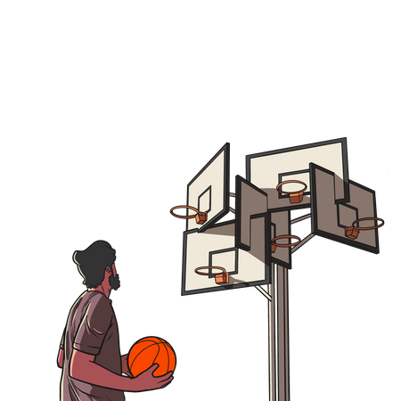 Hombre jugando baloncesto  Ilustración