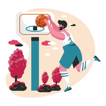 Hombre jugando baloncesto  Ilustración