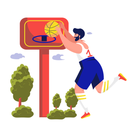 Hombre jugando baloncesto  Ilustración