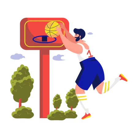 Hombre jugando baloncesto  Ilustración