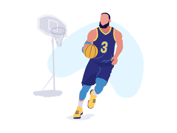 Hombre jugando baloncesto  Ilustración