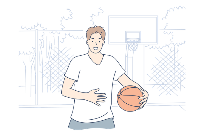 Hombre jugando baloncesto  Ilustración