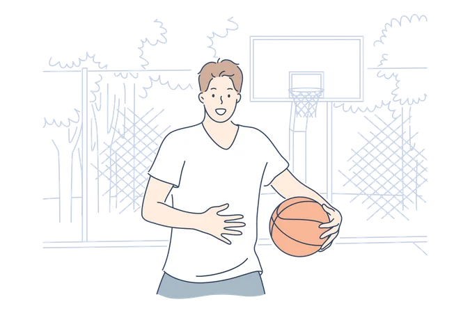 Hombre jugando baloncesto  Ilustración