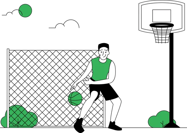 Hombre jugando baloncesto  Ilustración