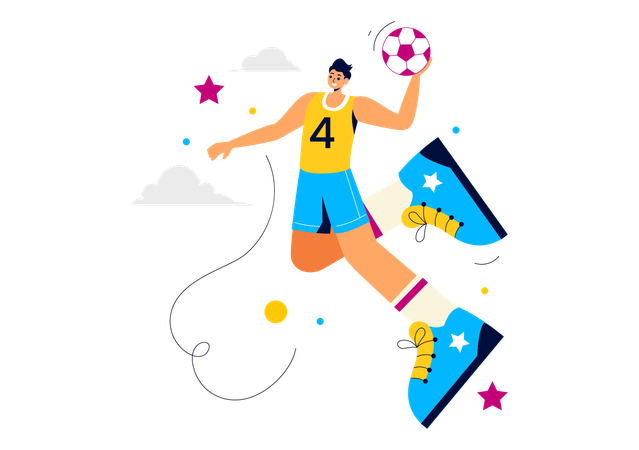 Hombre jugando balonmano  Ilustración