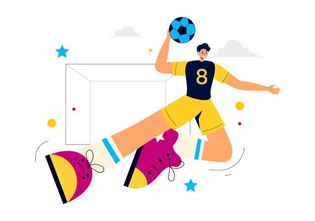 Hombre jugando balonmano  Ilustración