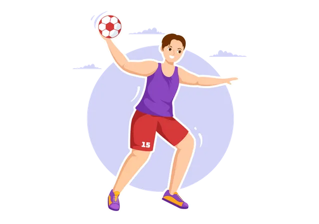 Hombre jugando balonmano  Ilustración