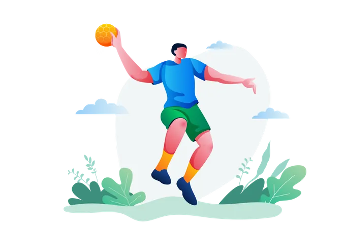 Hombre jugando balonmano  Ilustración