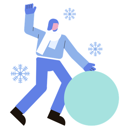 Hombre jugando con bolas de nieve  Ilustración