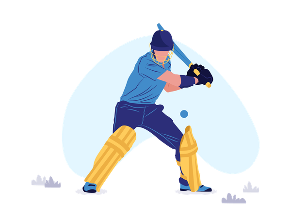 Hombre jugando cricket  Ilustración