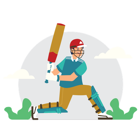 Hombre jugando cricket  Ilustración