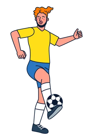 Hombre jugando futbol  Ilustración