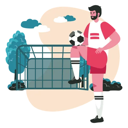 Hombre jugando futbol  Ilustración