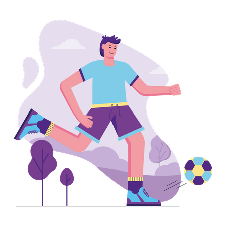 Hombre jugando futbol  Ilustración