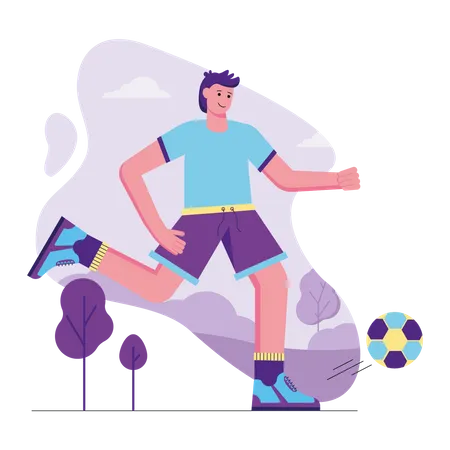 Hombre jugando futbol  Ilustración