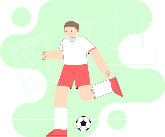 Hombre jugando futbol  Ilustración