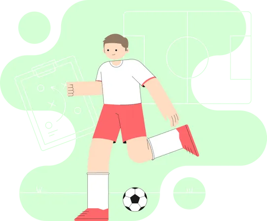 Hombre jugando futbol  Ilustración