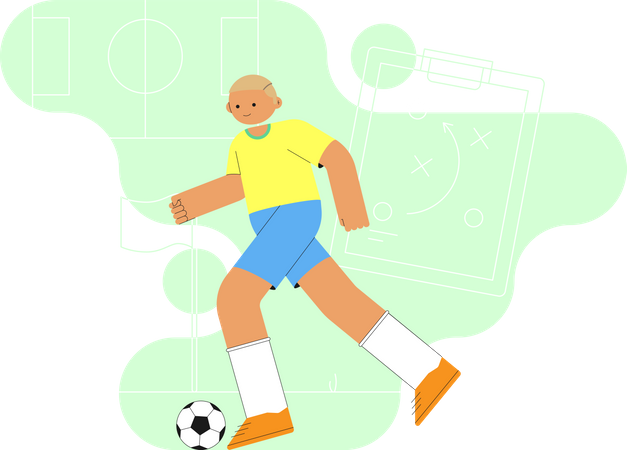 Hombre jugando futbol  Ilustración