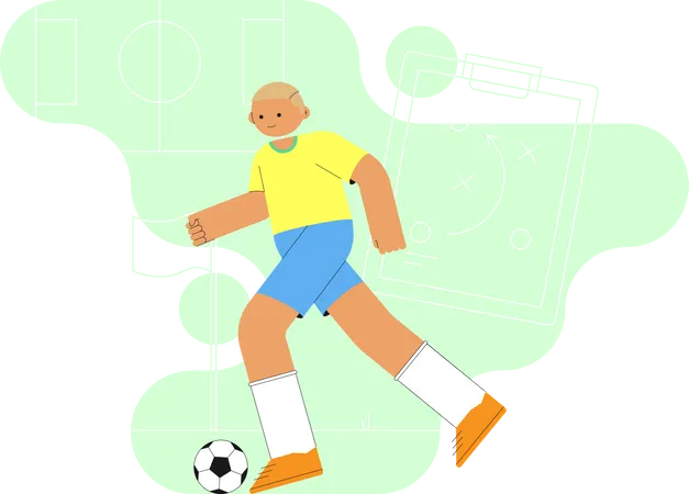 Hombre jugando futbol  Ilustración