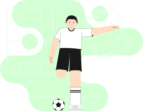 Hombre jugando futbol  Ilustración