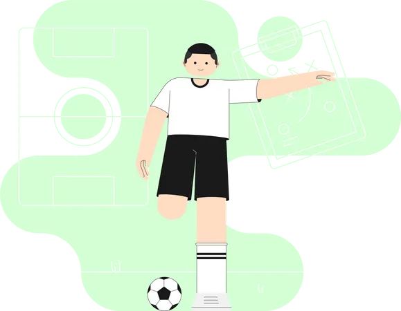 Hombre jugando futbol  Ilustración