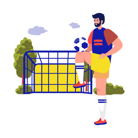 Hombre jugando futbol  Ilustración