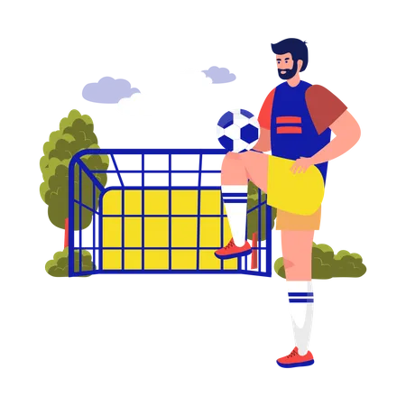 Hombre jugando futbol  Ilustración