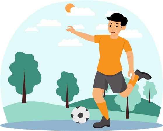 Hombre jugando futbol  Ilustración