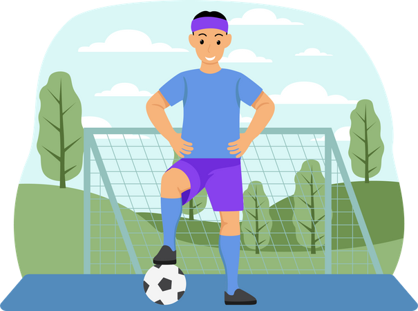 Hombre jugando futbol  Ilustración