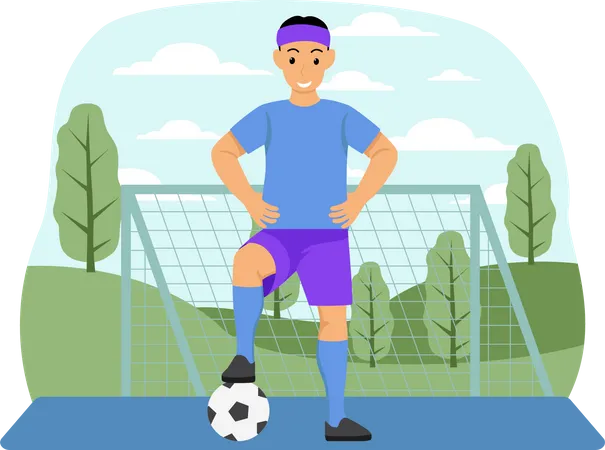 Hombre jugando futbol  Ilustración