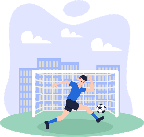 Hombre jugando futbol  Ilustración