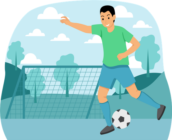 Hombre jugando futbol  Ilustración