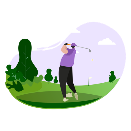 Hombre jugando al golf  Ilustración