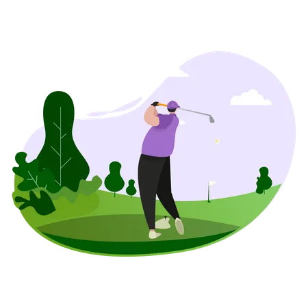 Hombre jugando al golf  Ilustración