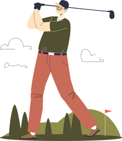 Hombre jugando al golf  Ilustración