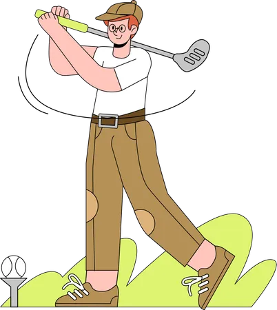 Hombre jugando al golf  Ilustración