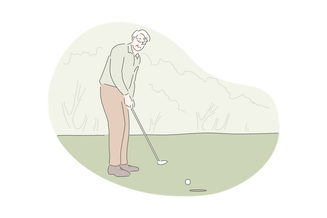 Hombre jugando al golf  Ilustración